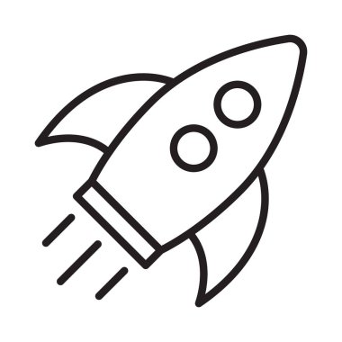 Roket hattı ikonu. Çizgi film uçan roket hattı simgesi.