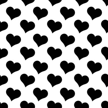 Çapraz düzende basit, pürüzsüz bir kalp deseni. Aşk ve romantik tema geçmişi. Siyah ve beyaz vektör duvar kağıdı.