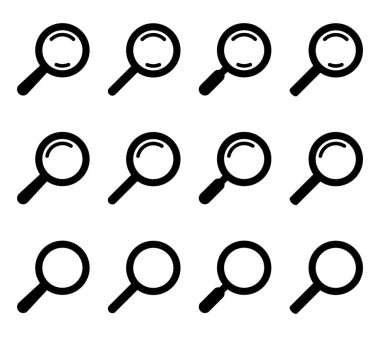 Büyüteç simgesi, büyüteç simgesi. Web arama işareti. Loupe simgeleri ayarlandı.