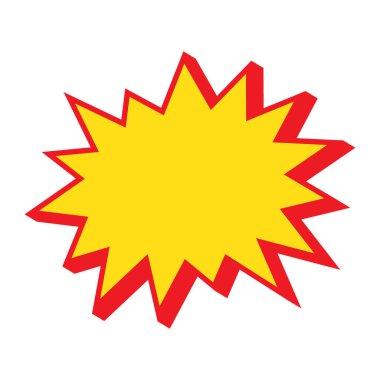 Boş satış etiketleri. Kurdele satışı afişleri. Kırmızı ve sarı yıldız patlaması çıkartmaları. Pop art komik patlama balonu. Çizgi film tarzı.