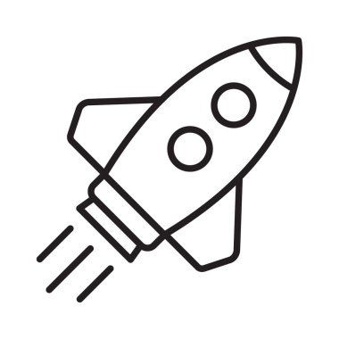 Roket hattı ikonu. Çizgi film uçan roket hattı simgesi.