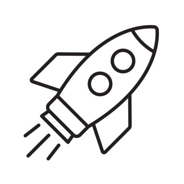 Roket hattı ikonu. Çizgi film uçan roket hattı simgesi.