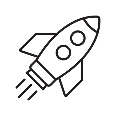 Roket hattı ikonu. Çizgi film uçan roket hattı simgesi.