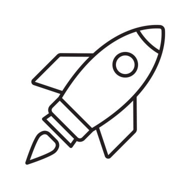 Roket hattı ikonu. Uçan roket ana hatları simgesi.