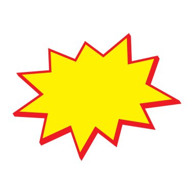 Kırmızı ve sarı yıldız patlaması çıkartmaları. Pop art komik patlama balonu. Boş satış etiketleri.