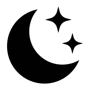 Hilal ay ve yıldız ikonu. Gece ikonu. Hilal ay simgesi.