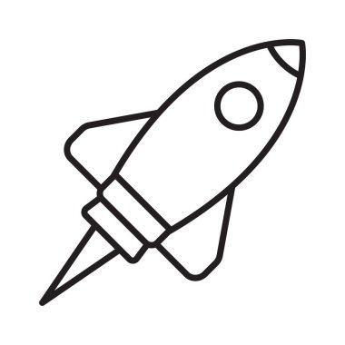 Roket hattı ikonu. Uçan roket ana hatları simgesi.