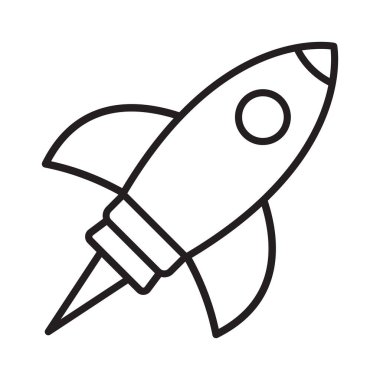 Roket hattı ikonu. Uçan roket ana hatları simgesi.