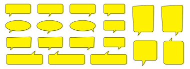 Sarı sohbet balonu, konuşma balonu, mesaj kutusu seti. Sarı arkaplan konuşma balonu.
