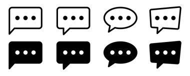 Sohbet ikonu. Konuşma balonu ikonları seti. İleti simgesi.