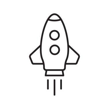 Roket ikonu. Uçan roket hattı simgesi.