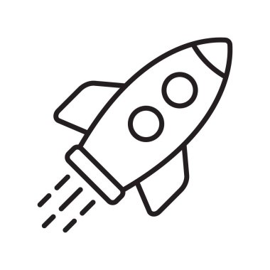 Roket ikonu. Uçan roket hattı simgesi.