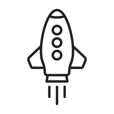 Roket ikonu. Uçan roket hattı simgesi.