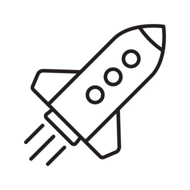 Roket ikonu. Uçan roket hattı simgesi.