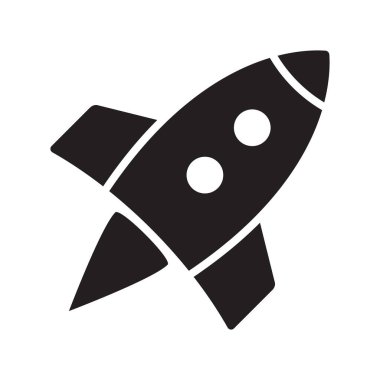 Roket ikonu. Çizgi film uçan roket simgesi.