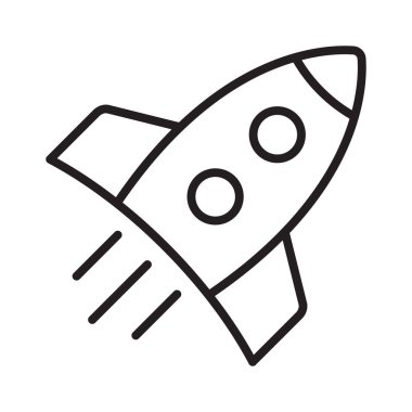 Çizgi film roket hattı ikonu. Uçan roket hattı simgesi.