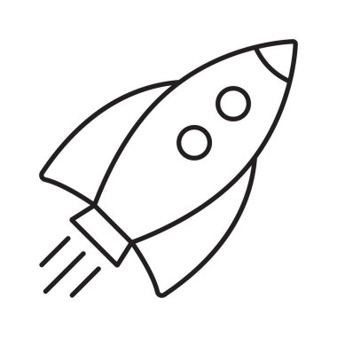 Çizgi film roket hattı ikonu. Uçan roket hattı simgesi.