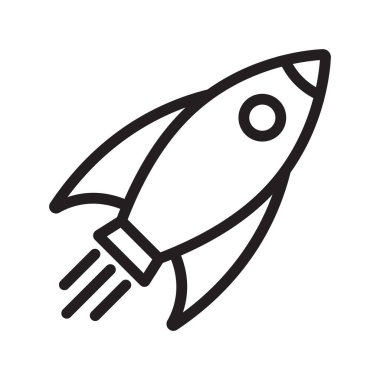 Roket hattı ikonu. Uçan roket doğrusal simgesi.