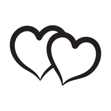 Elle çizilmiş çift kalp. İki el çizilmiş kalp.