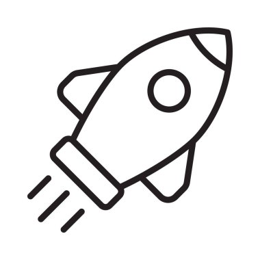 Roket hattı ikonu. Uçan roket doğrusal simgesi.