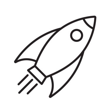 Roket hattı ikonu. Uçan roket doğrusal simgesi.