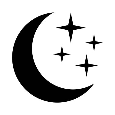 Hilal ay ve yıldız ikonu. Gece simgesi.
