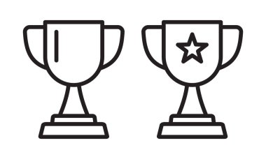 Yıldız ikonlu kupa, kazanan kupa, zafer kupası çizgisi simgesi.