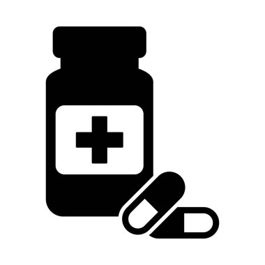 ilaç şişesi ve hap ikonu.