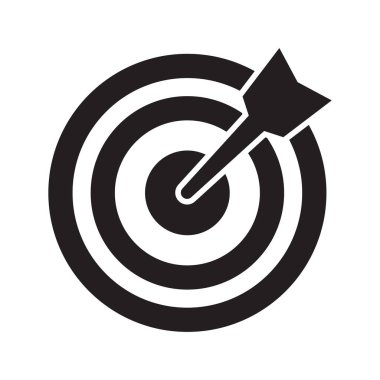 Hedef simgesi, ok ikonlu dart tahtası. Başarılı bir atış. Dart hedef simgesi.