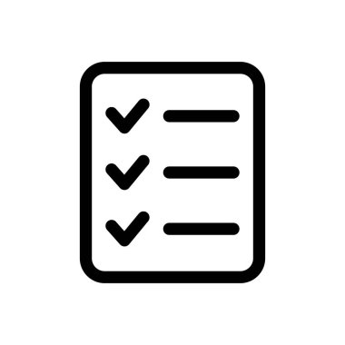 Liste simgesi. Kontrol listesi simgesi. Belge simgesi, anket simgesi.