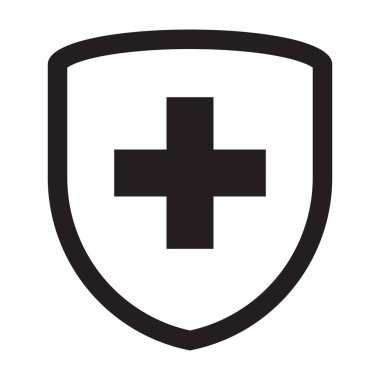 Bağışıklık sistemi simgesi. Kalkan simgesinde tıbbi haç.