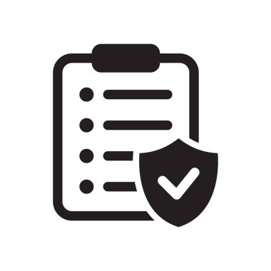 Sigorta poliçesi ikonu. Kalkan simgesi olan pano.