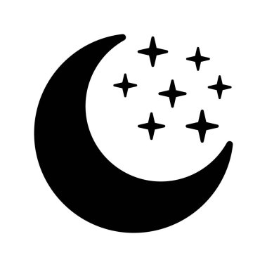 Hilal ay ve yıldız ikonu. Gece sembolü.