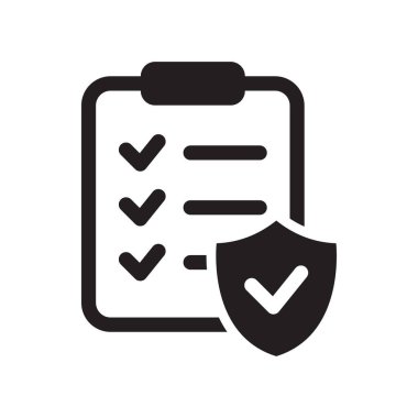 Sigorta poliçesi ikonu. Kalkan simgesi olan pano.