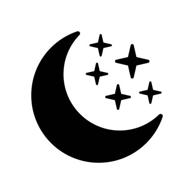 Hilal ay ve yıldız ikonu. Gece sembolü.