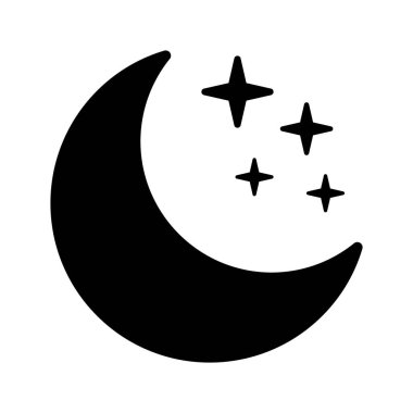 Hilal ay ve yıldız ikonu. Gece sembolü.