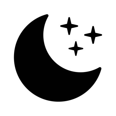 Hilal ay ve yıldız ikonu. Gece simgesi.
