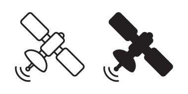 Uydu çizgi simgesi, uzay uydu simgesi simgesi.