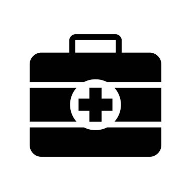 İlk yardım kutusu simgesi, ilk yardım çantası simgesi, tıbbi evrak çantası simgesi.