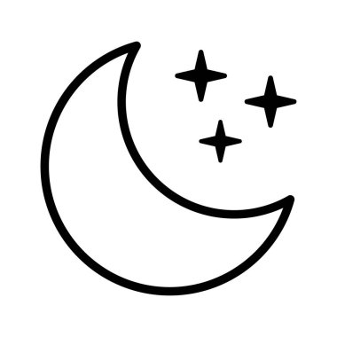 Hilal ay ve yıldız ikonu. Gece simgesi.