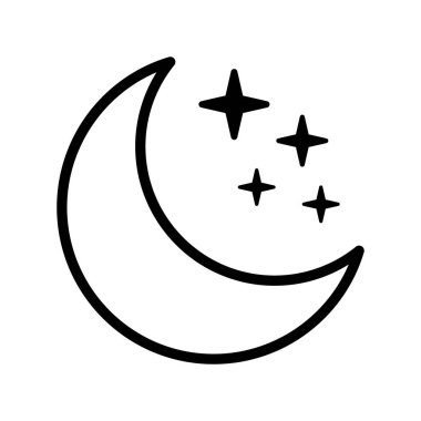 Hilal ay ve yıldız ikonu. Gece simgesi.