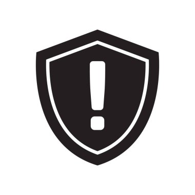 Ünlem işareti simgesi olan güvenlik kalkanı, uyarı simgesi.