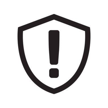 Ünlem işareti simgesi olan güvenlik kalkanı, uyarı simgesi.