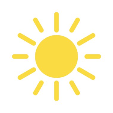 Sarı güneş ikonu, düz güneş..