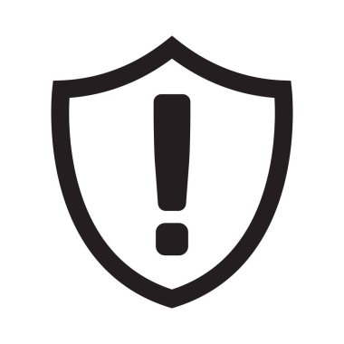 Ünlem işareti simgesi olan güvenlik kalkanı, uyarı simgesi.