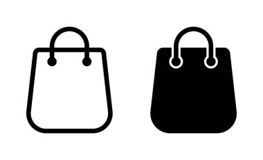 Alışveriş poşeti ikonu. Kağıt torba simgesi.