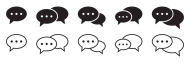 Yorum simgesi konuşma balonu sembolü. Konuşma balonu koleksiyonu. Bulut konuşma baloncukları koleksiyonu.