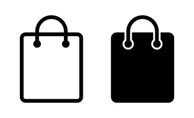 Alışveriş poşeti ikonu. Kağıt torba simgesi.