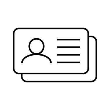 Kimlik kartı simgesi. Çalışan katip kartı satırı simgesi, sürücü belgesi, kimlik kartı simgesi.