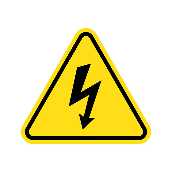 High voltage sign with lightning. High voltage icon.  Alert, hazard and danger, caution electrical sign.